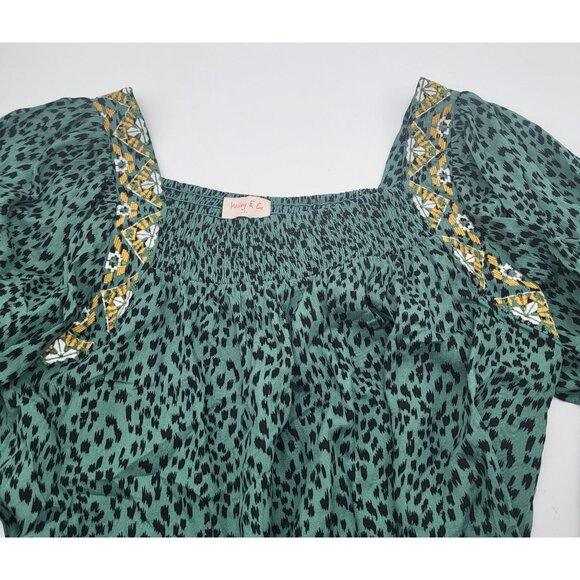 Hailey & Co Women's Small Peasant Blouse Top Animal Print Embroidery - Picture 3 of 10